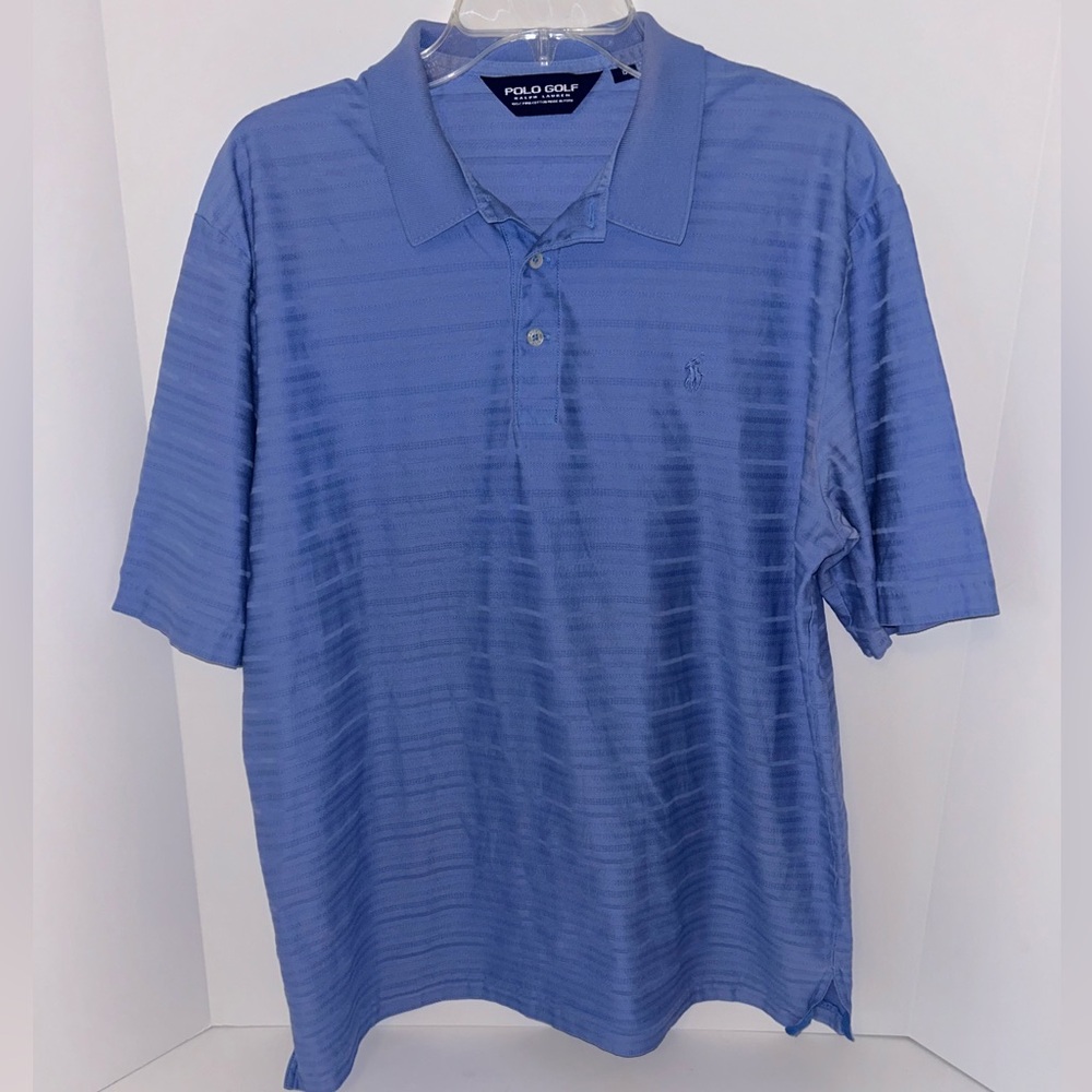 Polo Golf Ralph Lauren men’s Pima Cotton‎ blue stripe golf polo shirt size Large